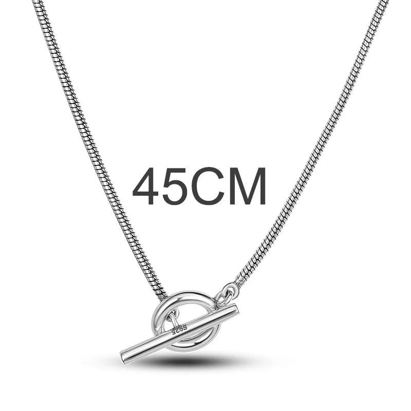 Snake Bone T-Clasp Necklace O Pendant Moments Necklace Dangle Charm Women Jewelr