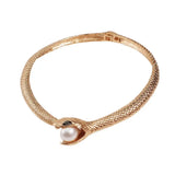 Snake with pearl Curved Bar Neck Choker Necklace for Party