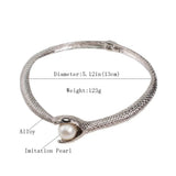 Snake with pearl Curved Bar Neck Choker Necklace for Party