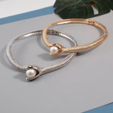 Snake with pearl Curved Bar Neck Choker Necklace for Party