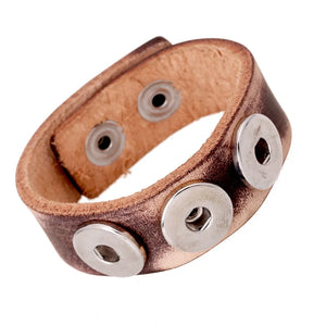 Brown Retro Charm Bracelets for Snap Buttons Findings Top Leather