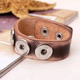 Brown Retro Charm Bracelets for Snap Buttons Findings Top Leather