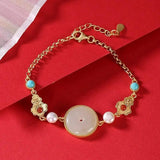Hetian Chalcedony Turquoise Inlaid Ethnic Women's Bracelet