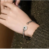 Hetian Chalcedony Bamboo Knot Safety Bracelet