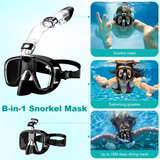 Foldable Snorkel Mask Set with Dry & Camera Mount-Black
