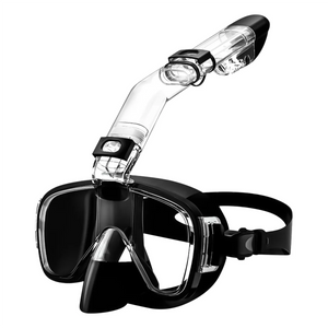 Foldable Snorkel Mask Set with Dry & Camera Mount-Black