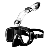 Foldable Snorkel Mask Set with Dry & Camera Mount-Black