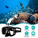 Foldable Snorkel Mask Set with Dry & Camera Mount-Black
