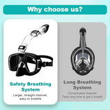 Foldable Snorkel Mask Set with Dry & Camera Mount-Black