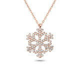 Snow Flake 925 Silver Rose Plated Pendant Necklace