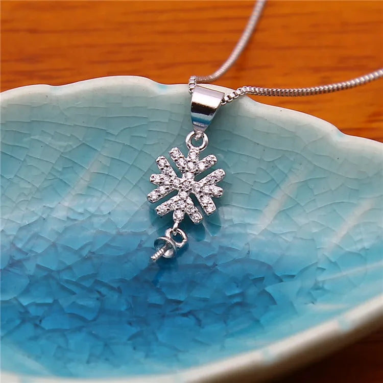 Snow Flower Pendant Base Mountings for Pearls Beads Stones, 10pcs