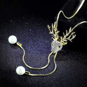 Pink Zircon Long Necklace Sweater Chain Crystal Rhinestone Pendant Necklaces