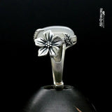 Snow Tire Plum Bone Sterling Silver Chalcedony Jade Ring
