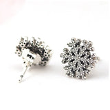 Snowflake Stud Earrings Clear CZ Sterling Silver Jewelry