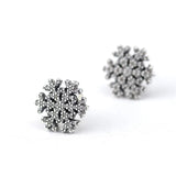 Snowflake Stud Earrings Clear CZ Sterling Silver Jewelry