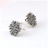 Snowflake Stud Earrings Clear CZ Sterling Silver Jewelry