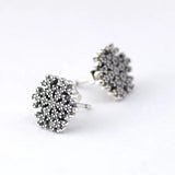 Snowflake Stud Earrings Clear CZ Sterling Silver Jewelry
