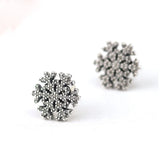 Snowflake Stud Earrings Clear CZ Sterling Silver Jewelry