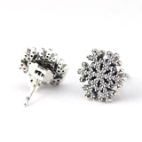 Snowflake Stud Earrings Clear CZ Sterling Silver Jewelry