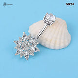 Snowflake 925 Silver Navel Bar Belly Piercing Jewelry