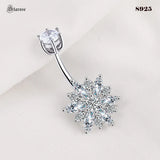 Snowflake 925 Silver Navel Bar Belly Piercing Jewelry