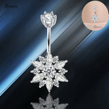 Snowflake 925 Silver Navel Bar Belly Piercing Jewelry