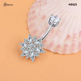 Snowflake 925 Silver Navel Bar Belly Piercing Jewelry