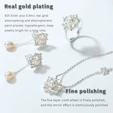 Snowflake 925 Sterling Silver Necklace Zircon Shell Pearl Pendant