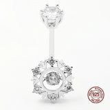 Snowflake Belly Piercing 925 Sterling Silver Zircon Navel Barbell Ring