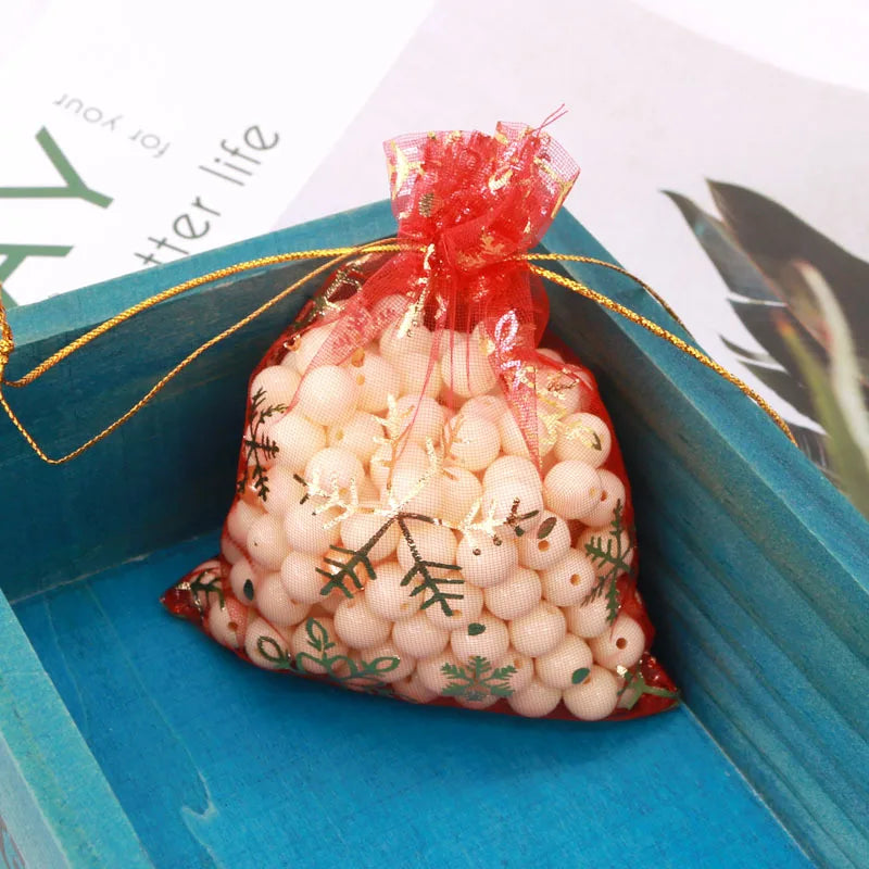 Snowflake Bronzing Organza Bags Christmas Candy Wedding Pouches