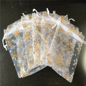 Snowflake Bronzing Organza Bags - Christmas Wedding Pouches