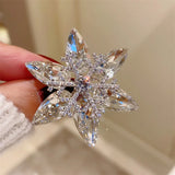 Snowflake Zirconia Stone Brooch Sparkling Fine Jewelry Gift