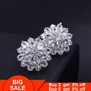 Snowflake CZ Stud Earrings for Women Bridal Jewelry