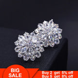 Snowflake CZ Stud Earrings for Women Bridal Jewelry