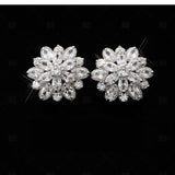 Snowflake CZ Stud Earrings for Women Bridal Jewelry