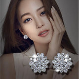 Snowflake CZ Stud Earrings for Women Bridal Jewelry