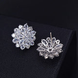 Snowflake CZ Stud Earrings for Women Bridal Jewelry