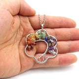 Snowflake Gravel Crystal Tree of Life Necklace