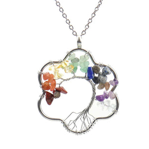 Snowflake Gravel Crystal Tree of Life Necklace