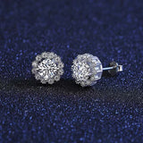 Snowflake Moissanite Stud Earrings 925 Silver Platinum Plated