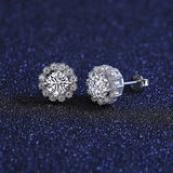 Snowflake Moissanite Stud Earrings 925 Silver Platinum Plated