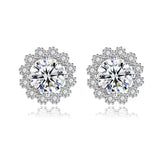 Snowflake Moissanite Stud Earrings 925 Silver Platinum Plated
