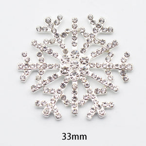 10pcs 33mm Snowflake Alloy Rhinestone DIY Christmas Holiday Making Accessories