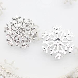 10pcs 33mm Snowflake Alloy Rhinestone DIY Christmas Holiday Making Accessories