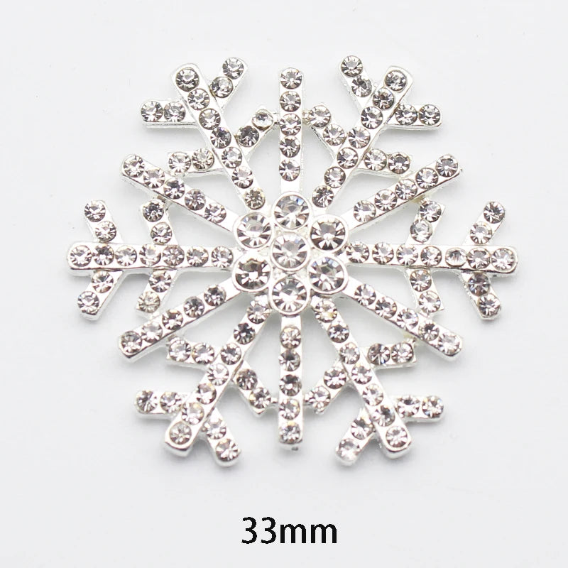 10pcs 33mm Snowflake Alloy Rhinestone DIY Christmas Holiday Making Accessories