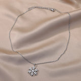 Snowflake Pendant Necklace Stainless Steel Long Chain Wedding Jewelry