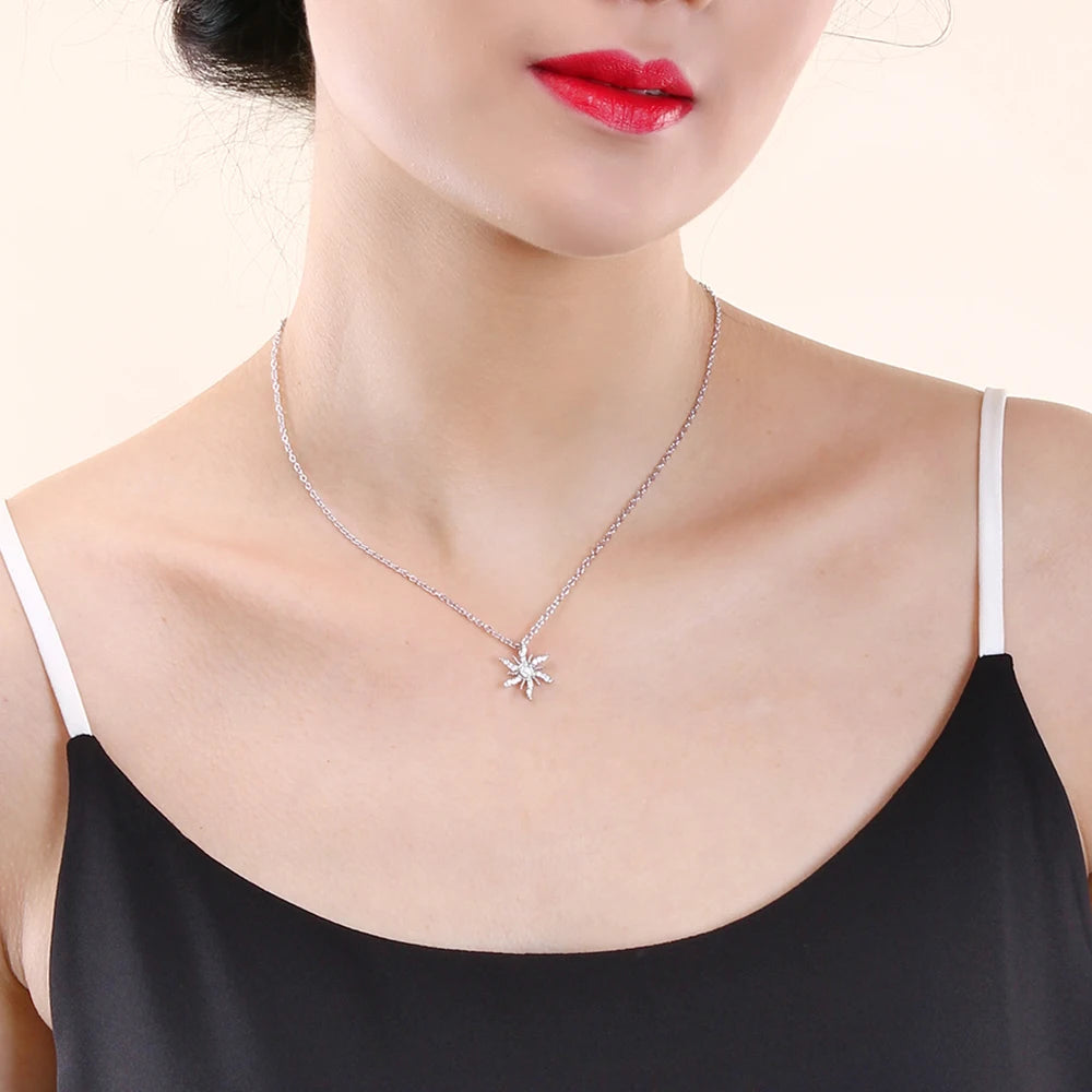 Snowflake Silver Necklace for Women Choker Chain