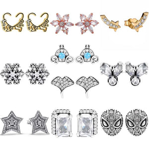 925 Sterling Silver Snowflake Spider Cluster Star Tiara Crown Earrings