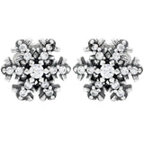 925 Sterling Silver Snowflake Spider Cluster Star Tiara Crown Earrings