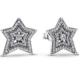 925 Sterling Silver Snowflake Spider Cluster Star Tiara Crown Earrings